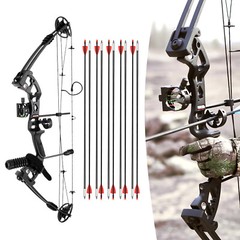 Compound Archery Kit w/ Arrows, Bow, Right Hand, Black 30-55lbs Target Hunting