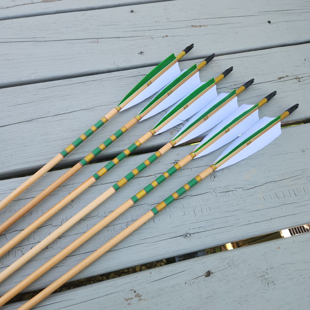 (6) Cedar Arrows – TopHat Outserts 8in Tail Taper – 5″ Turkey Fletch – 45-55#