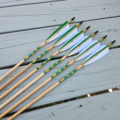 (6) Cedar Arrows – TopHat Outserts 8in Tail Taper – 5″ Turkey Fletch – 45-55#