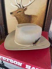 4X Stetson Cowboy Beige-Tan Feather Hatband Size 6 3/4