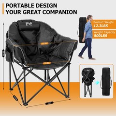 SLSY Oversized Heated Camping Chair Patio Lounge Chairs with 20000mAh Power Bank