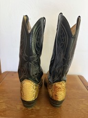 Vintage Dan Post Men’s Cowboy Boots Python Snakeskin and Leather Black Size 12