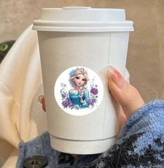 40Pcs Random Princess Character Anime Girl Cartoon Round Seal Label Stickers