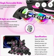 Cifaisi Adjustable Inline Skates with Illuminating Wheels kids M. (3-6 year old)