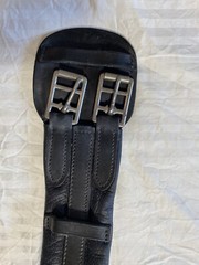 60cm / 24” Dressage Girth Black Leather One End Elastic Made In England