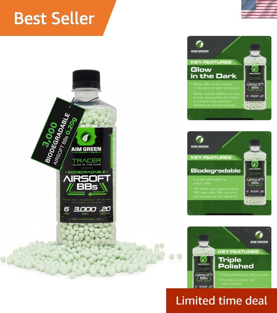 Aim Green Tracer Biodegradable Airsoft BBS, Glow-in-The-Dark BBS, 3,000 Count…