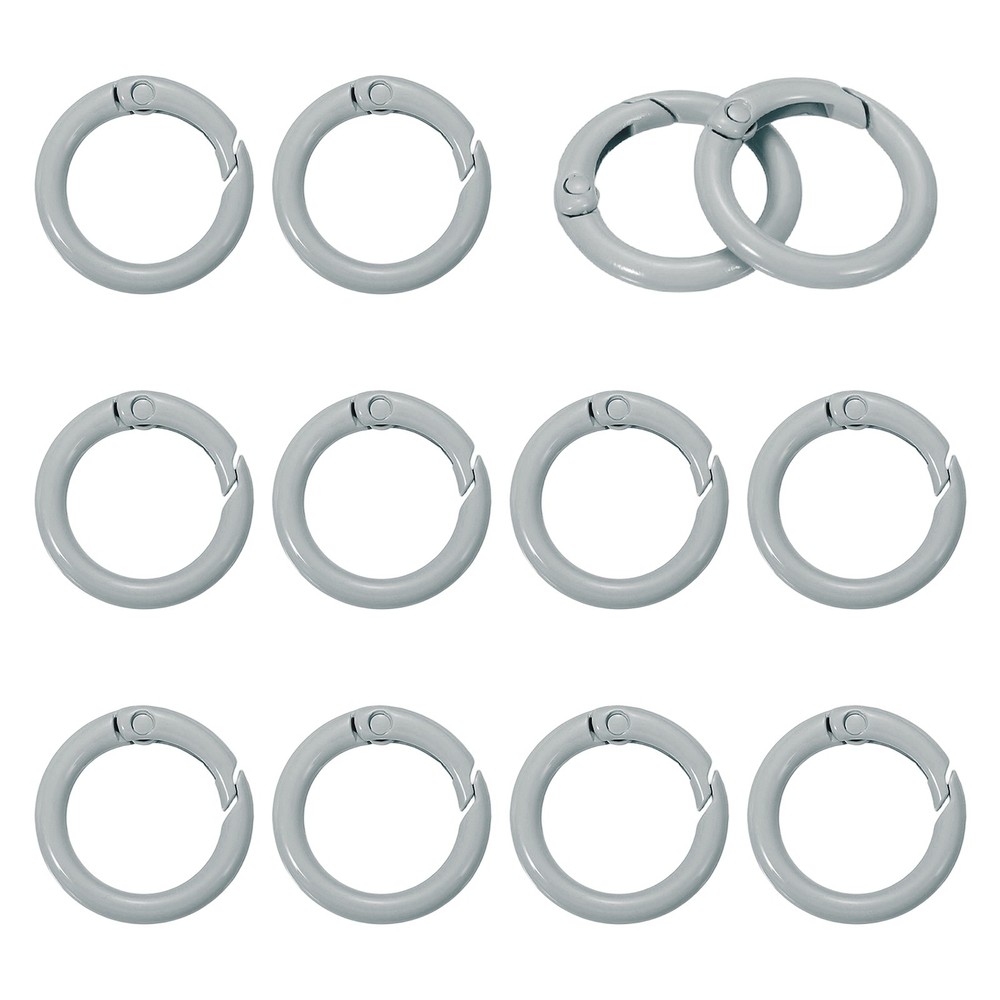 1″ Spring O Rings, Spring Snap Keyring for Handbag, 12 Pack Gray