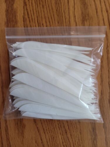 5 inch Feathers Right Wing Parabolic Cut 100 pack White