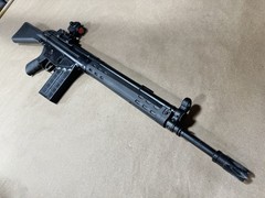 Airsoft LCT G3 Rifle with a Holosun Red Dot and Riser