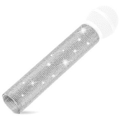 Mic Not Include Rhinestones Microphone Sleeve, Crystal Wireless Mic Silver