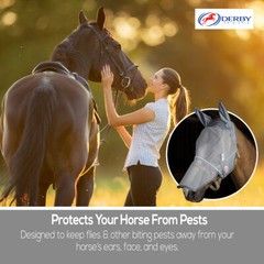 Derby UV-Blocker Premium Reflective Horse Fly Mask with Ears and Nose Cover