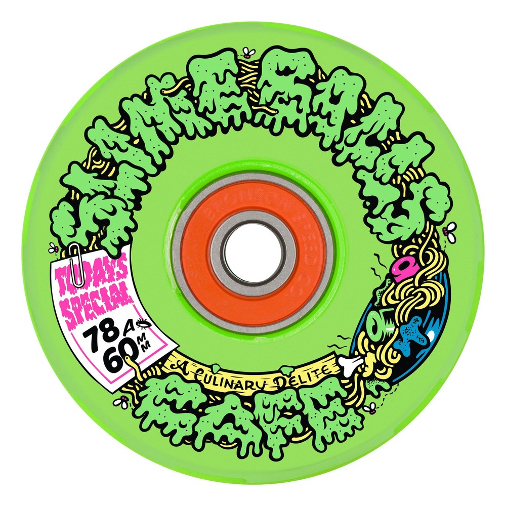 Santa Cruz SLIME BALLS CAFE LIGHT UPS Skateboard Wheels 60mm 78a w/Bearings