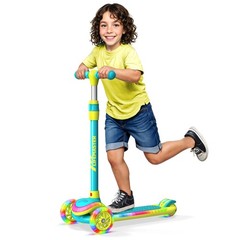 3-Wheel Kids Scooter with Multi-Color Lights on Deck & Wheels – 5-Height A