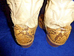 DAN POST MENS SNAKESKIN/ LEATHER BOOTS SIZE 9D DEEP V –MAKE AN OFFER