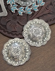 Antique 2″ Sterling Silver Loop Conchos Headstall Bridle
