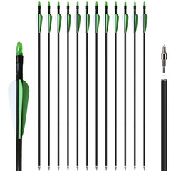 12Pcs 30“ Fiberglass Arrows Spine 500 OD 8mm Archery Plastic Feather F Shooting