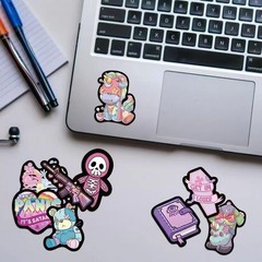 30Pcs Random Cute Gothic Pastel Skull Skeleton Waterproof Vinyl Stickers