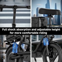 Electric Scooter with Seat for Adults,Commuter Foldable 500W 48V 22Ah Battery US