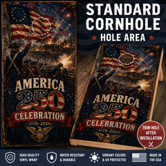 America 250 Cornhole Board Wraps 1776 2026 Patriotic Flag Decal Set