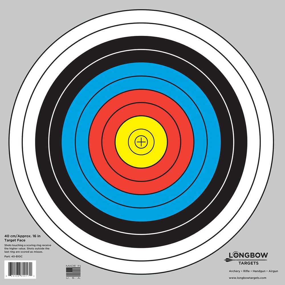 Archery 40cm & 80cm Targets by Longbow (20 Pack, 40cm/Approx 17″ (10 Ring))
