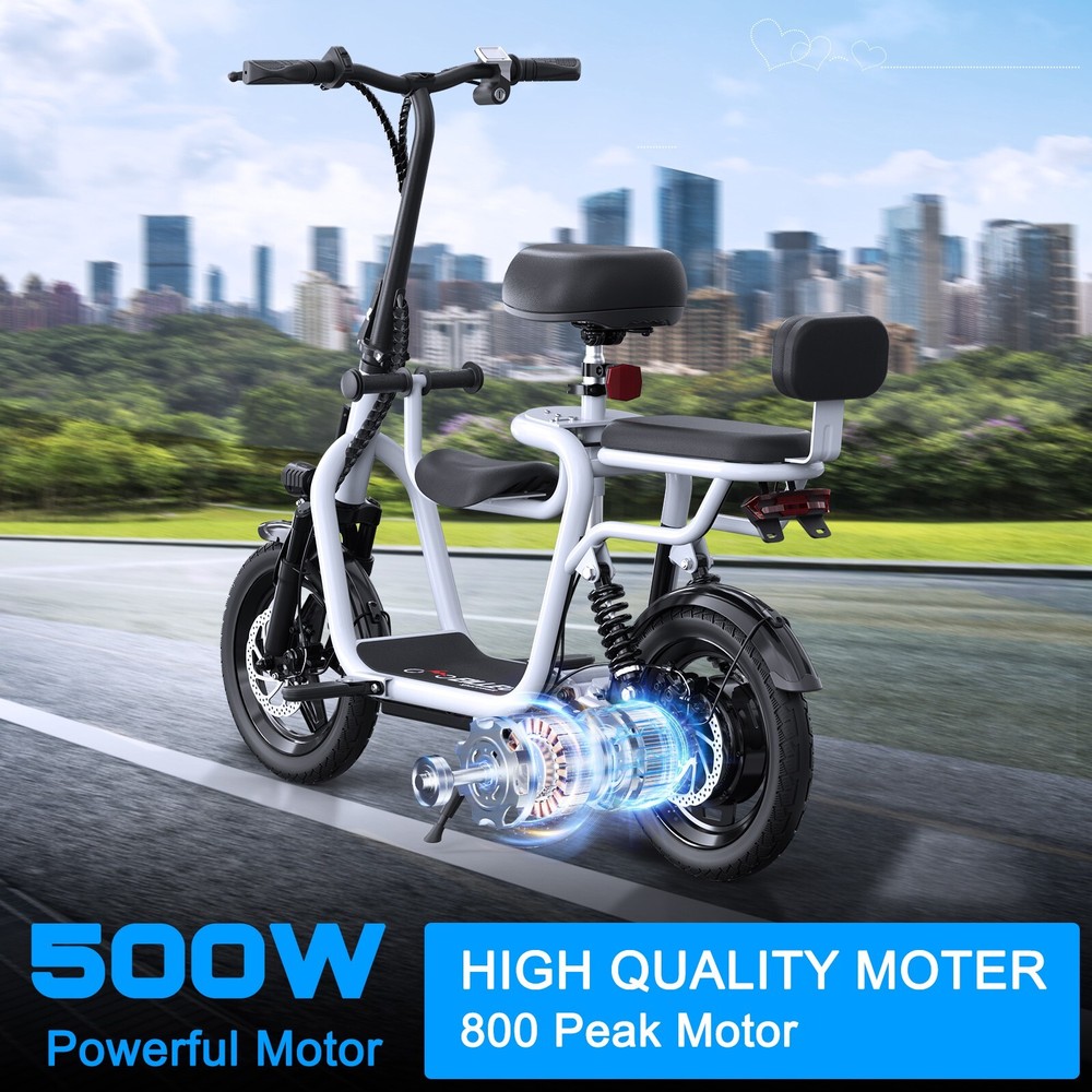 Spacewalk Electric Bike With Seats For Adults Power By 500W Motor | Silver Pro