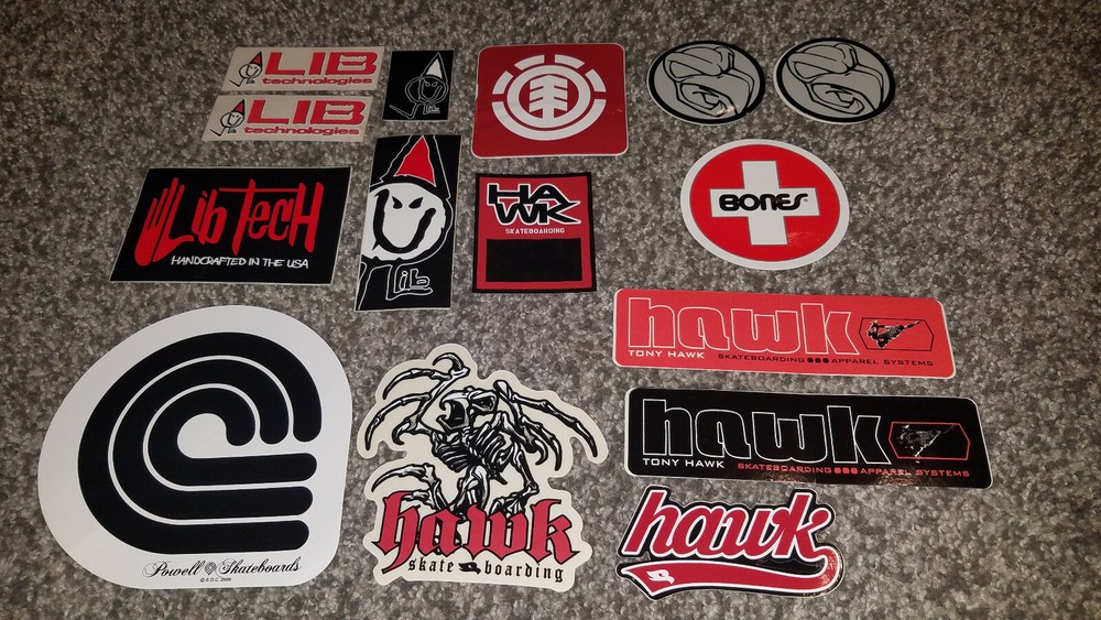 15 Tony Hawk Powell Swiss Bones LIB Skateboard Stickers Htf Styles Early 2000’s