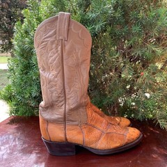 Tony Lama Vintage Exotic Ostrich Patchwork Leather Cowboy Boots Size 8.5 D