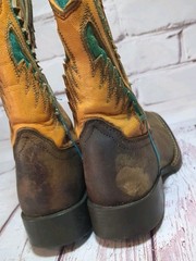 Ariat Ventek Wiggle Room Western Square Toe Boots Brown Turquoise Orange Kids 10