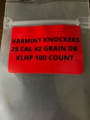 25 CALIBER 42 GRAIN XLHP DISH BASE SLUG – 100 ROUNDS FROM VARMINTKNOCKERS