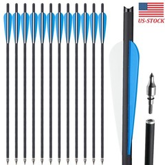 12X Archery 20″ Hunting Crossbow Bolts Carbon Arrows Half Moon Nock OD 8.8mm USA