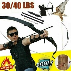 30/40lbs Archery Recurve Bow Takedown Longbow Training Practice Hunting Target