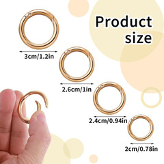 16 Pcs O Ring Clip Spring O Ring Clasp round Mini Carabiner for Bag Purse Handba