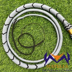 Nylon Bullwhip, Light Grey and Black: Australian Style, Size 4ft-12ft