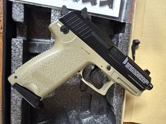 KWA Airsoft 6mm Heckler & Koch USP Compact With Tan Frame, Includes Holster