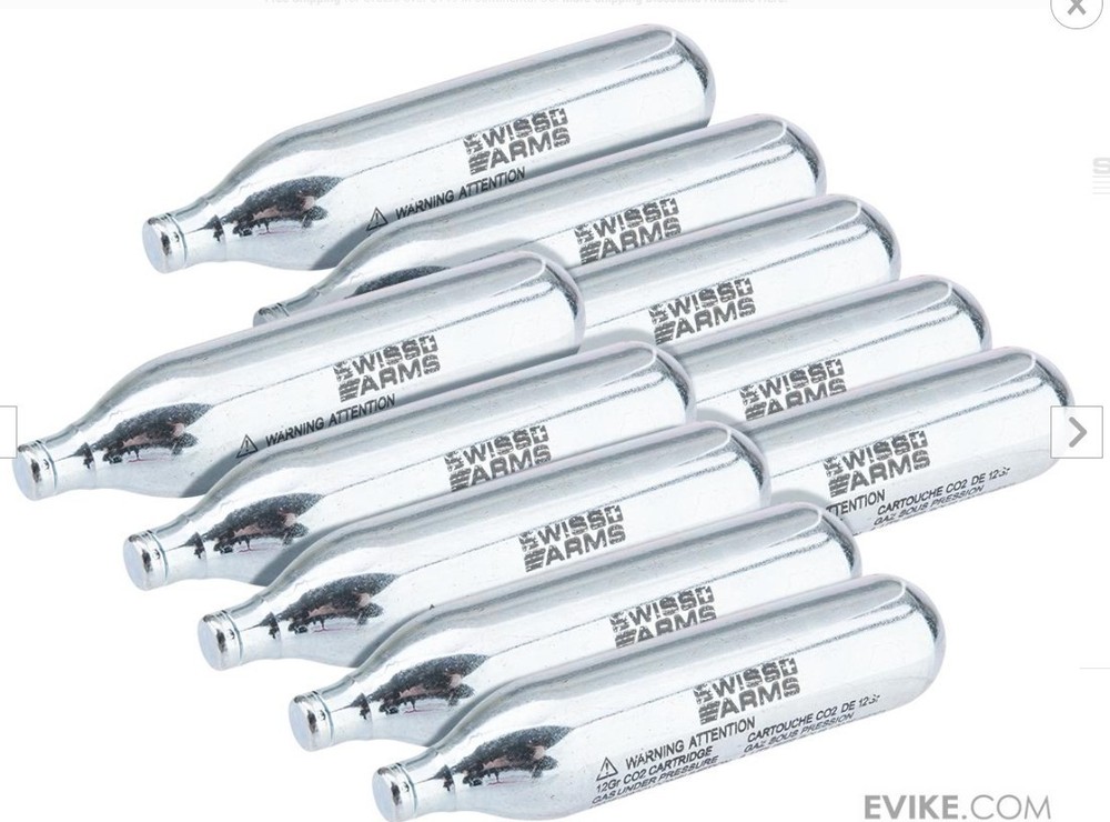 Swiss Arms 12gm CO2 Catridge (10-Pack) , Black
