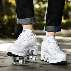 Four-Wheel 2-in-1 Roller Skate Shoes Unisex Skates Detachable Kids Sneakers w…
