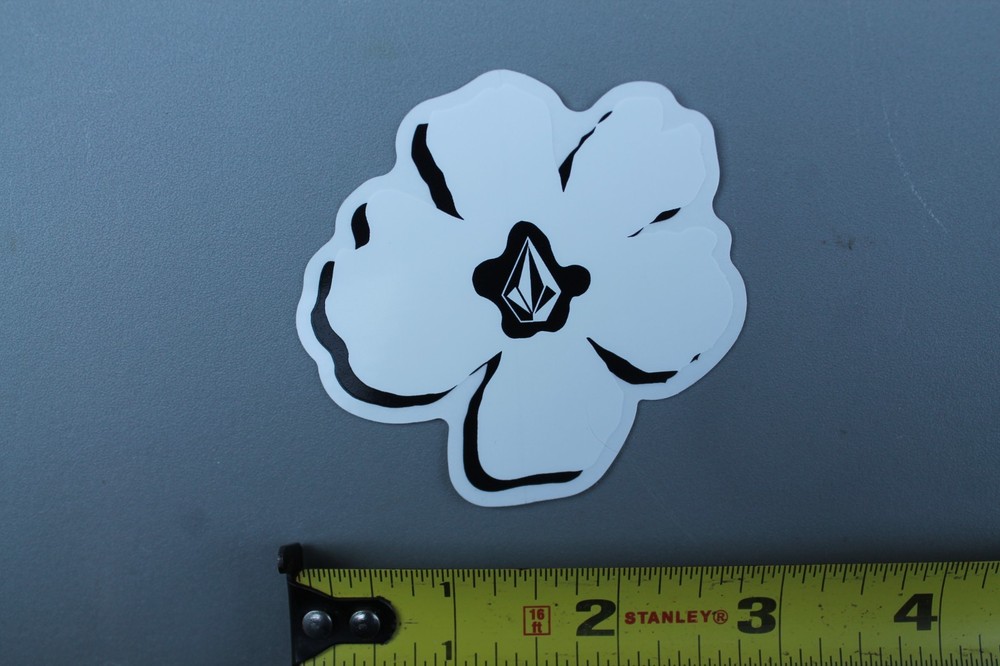 VOLCOM Stone Clear Black White Flower Crystal VC3 Surfing Skateboarding STICKER
