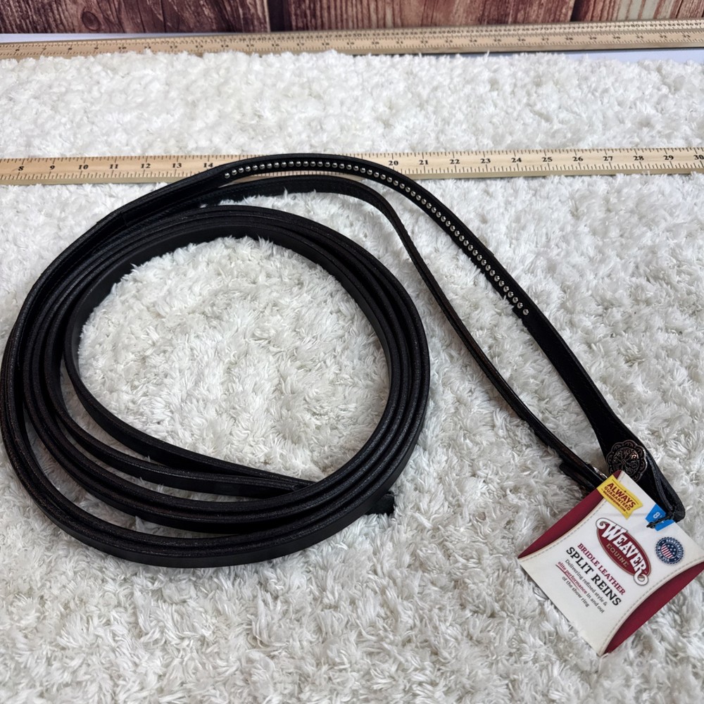 Weaver Back In Black Split Reins 5/8”x8’ New