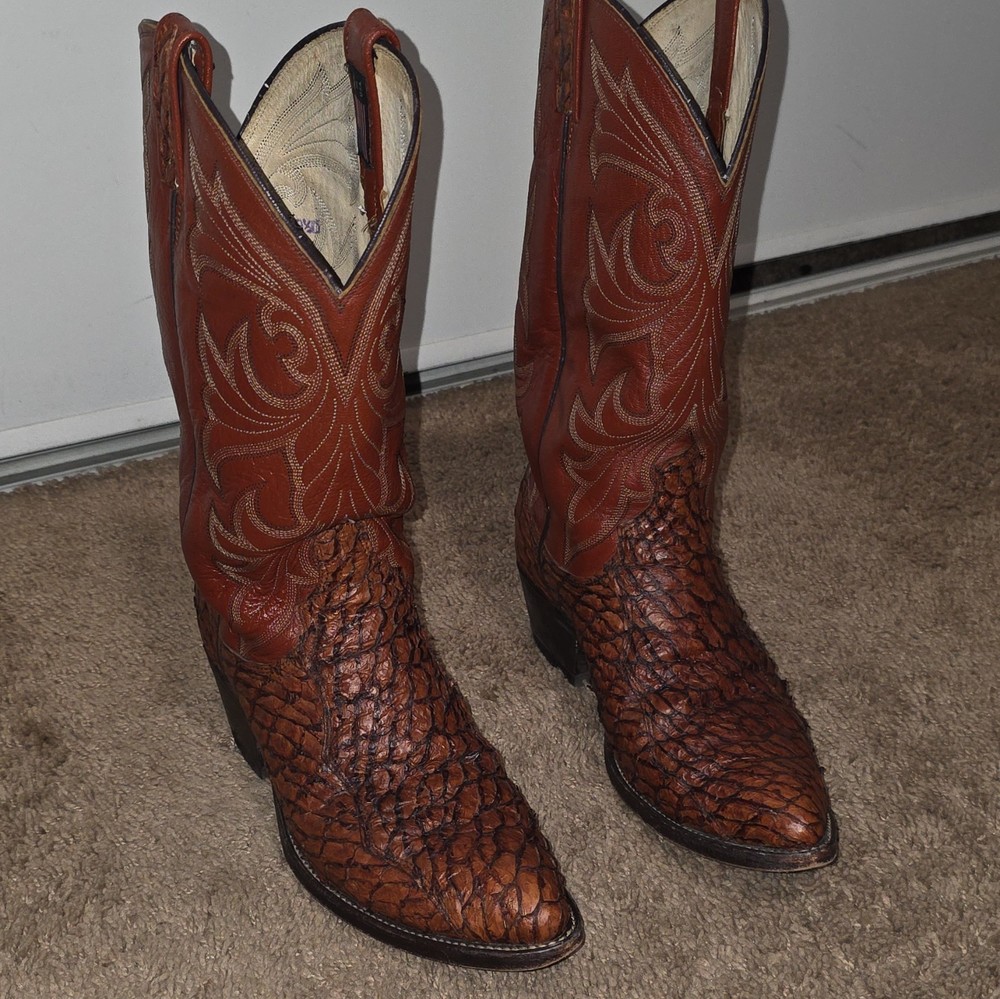 Dan Post Sea Bass Brown Western Cowboy Boots Mens US 9 1/2D Style 6569