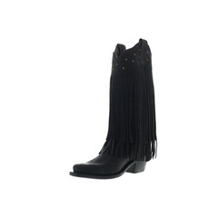 Jama Old West LF1586 Womens Black Nubuck Slip On Cowboy Western Boots
