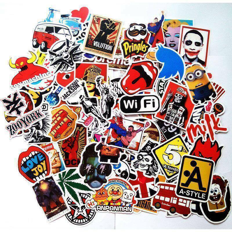 200 Pack Random Vinyl Skateboard Decals Graffiti Stickers Bomb Skate Laptop Lot