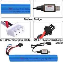 Rechargeable 7.4V 2000mAh LiPo Battery Pack for Airsoft Gel Blasters – 2 Pack