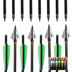 12PCS 20» Carbon Crossbow Bolts Crossbow Arrows 100 Grain Broadheads Hunting