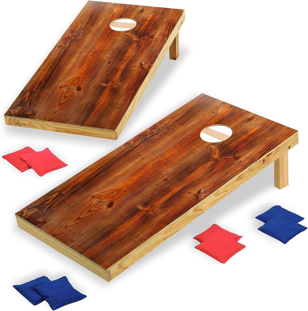 Solid Wood Premium Cornhole Game Set, Bean Bag Toss Game for Tailgate, Outdoor,