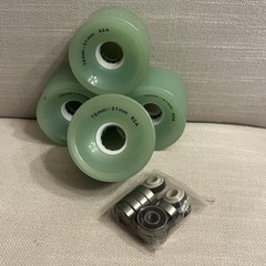 70 mm X 51 mm Light Up Skateboard Wheels Pale Green 82A W/ Bearing Unbranded LED