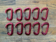 BLACK DIAMOND Neutrino Wiregate Carabiners Lot of 10 Red Climbing Rack Good Cond