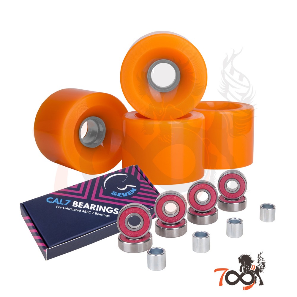 Cal 7 60mm 83A Cruiser Skateboard Orange Wheels (4 Pcs) + ABEC-7 Bearings
