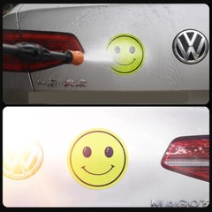 Reflective Smiley Face Sticker Self Adhesive Car Bicycle Decorative Sticker 10cm