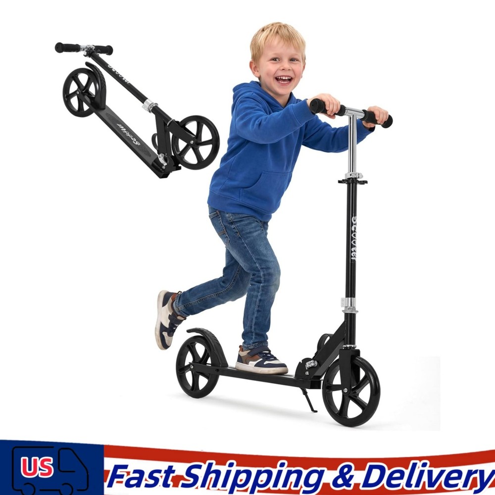 Foldable Kick Scooter Adjustable Scooter 220LBS for Age 6+ Kids, Teens, Adults