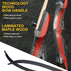 62″ Recurve Bow 20-50lbs Takedown Wooden Riser Limbs Archery Hunting Target